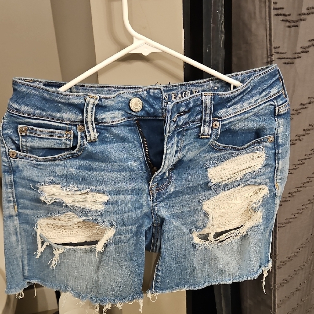 Distressed Denim Shorts